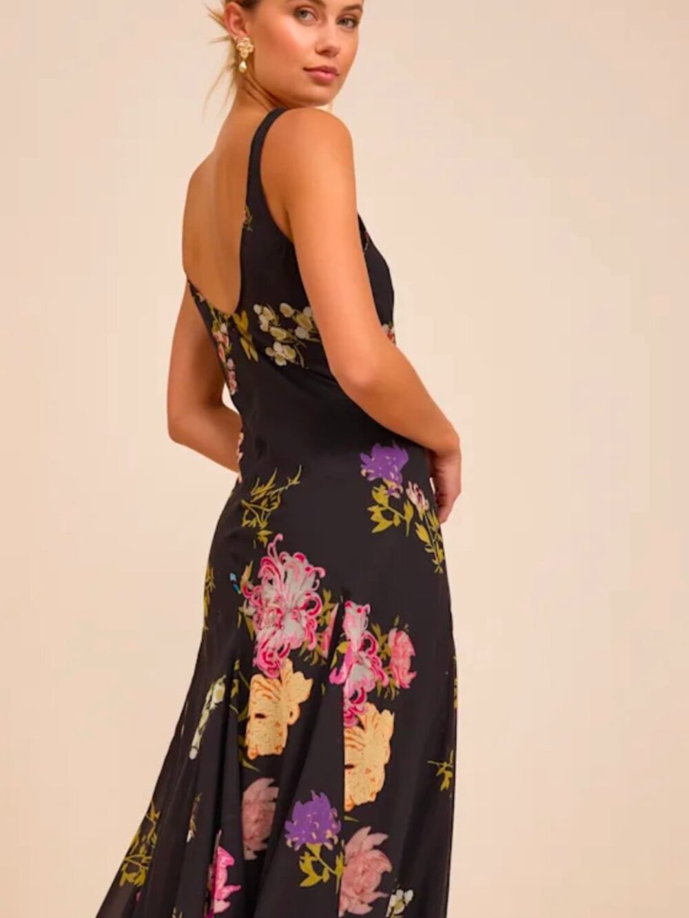 Lulus Ziyana Black Multi Floral Sleeveless Maxi Dress - Size S - Picture 5 of 5